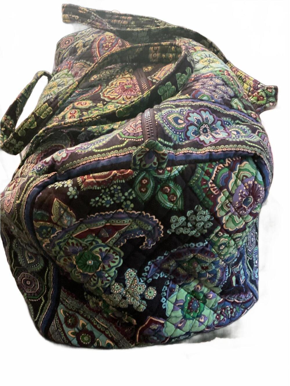 Vera Bradley Signature Travel Duffel Bag - Floral Green & Purple - Picture 3 of 12